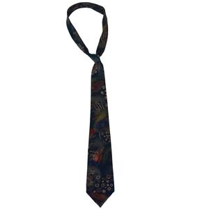 Envoy Vintage Mens Tie Abstract Geometric Swirl Pattern Dark Green Burgundy Wide